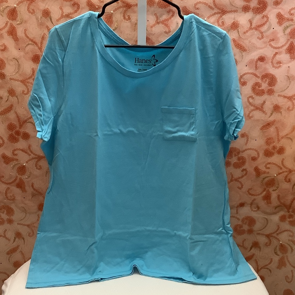 Hanes Women's Blue Short Sleeve Tee